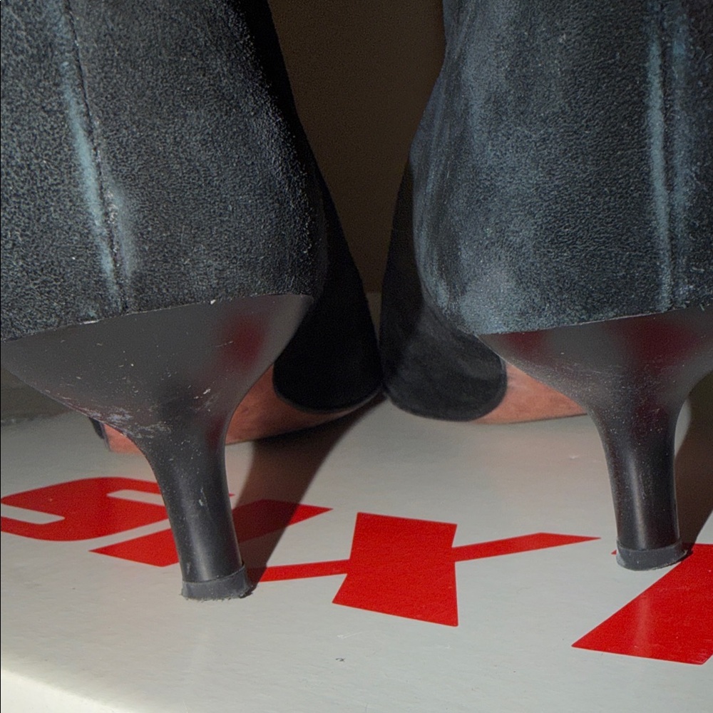 Miss Sixty Black Suede Mid-Calf Kitten Heel Boots - Picture 6 of 9